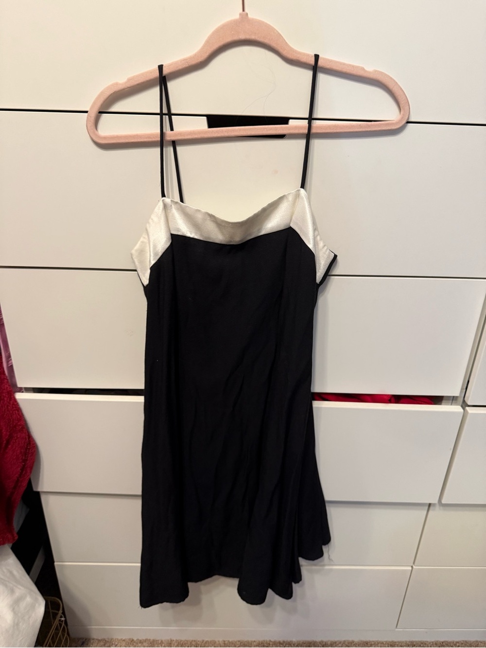 Black Dress with white Trim at the top